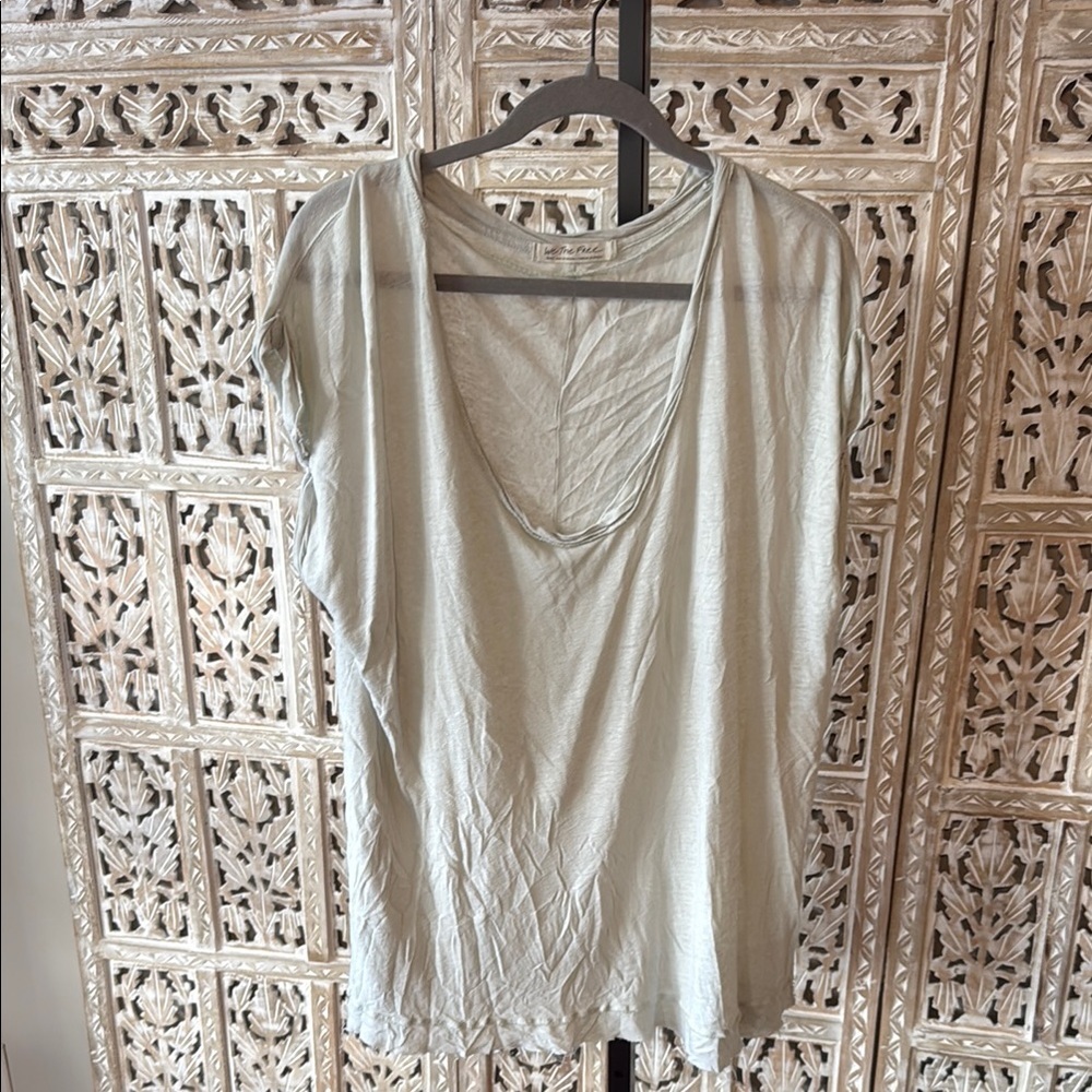 Free People Cream Cap Sleeve Relaxed Blouse